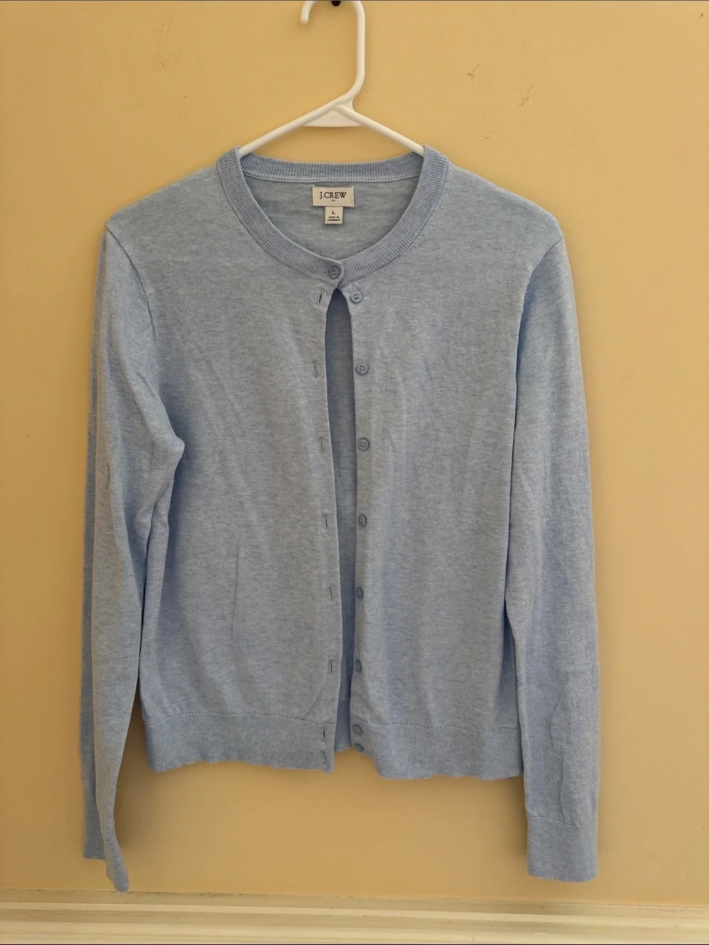 J. Crew Women's‎ Pale Blue Crewneck Button-Front Cardigan Sz Large